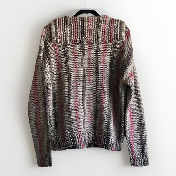 Love Change Italy Women’s Natural Pink Striped Lace Up Front Women’s Sweater - Picture 2 of 6